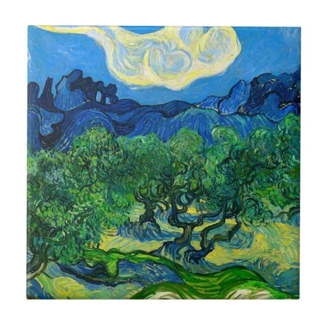 Van Gogh Olive Trees em Paisagem Montanhosa (Frente)