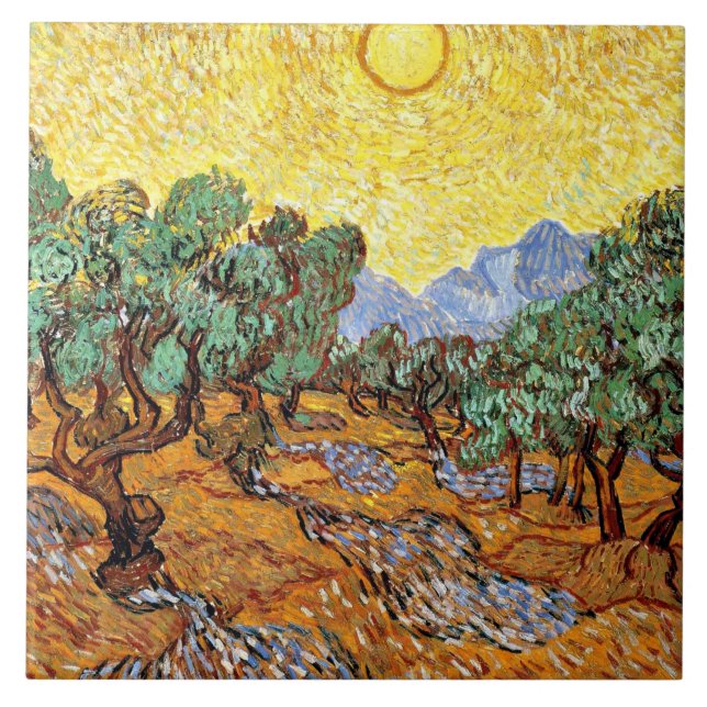 Van Gogh: Oliveiras com Céu Amarelo e Sol (Frente)