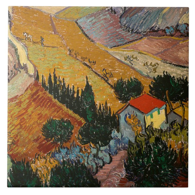 Van Gogh - Paisagem com House e Plowman, (Frente)
