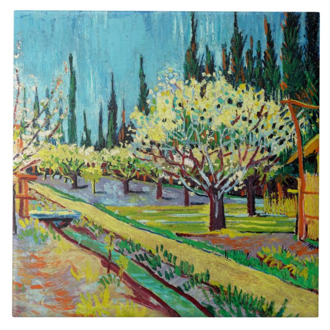 Van Gogh - Pomar Bordado por Cyprestes (Frente)