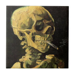 Van Gogh Skull com Cigarro queimado, Arte Vintage
