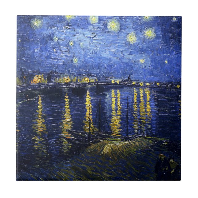 Van Gogh Starry Night Sobre O Azulejo Rhone (Frente)
