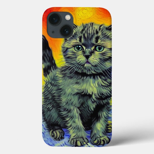 Van Gogh Style Cat Sunset Beach (Verso)