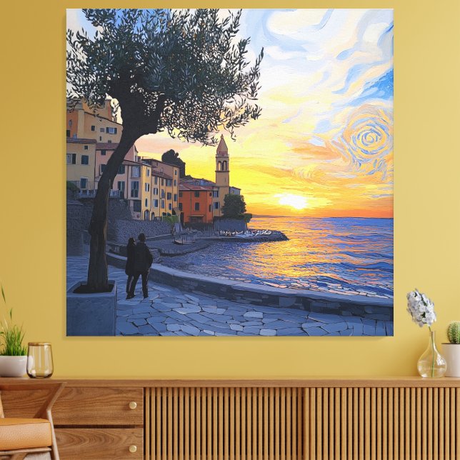 Van Gogh Style Ligurian Sunset – Stretch Canvas (Insitu(Sala de estar))