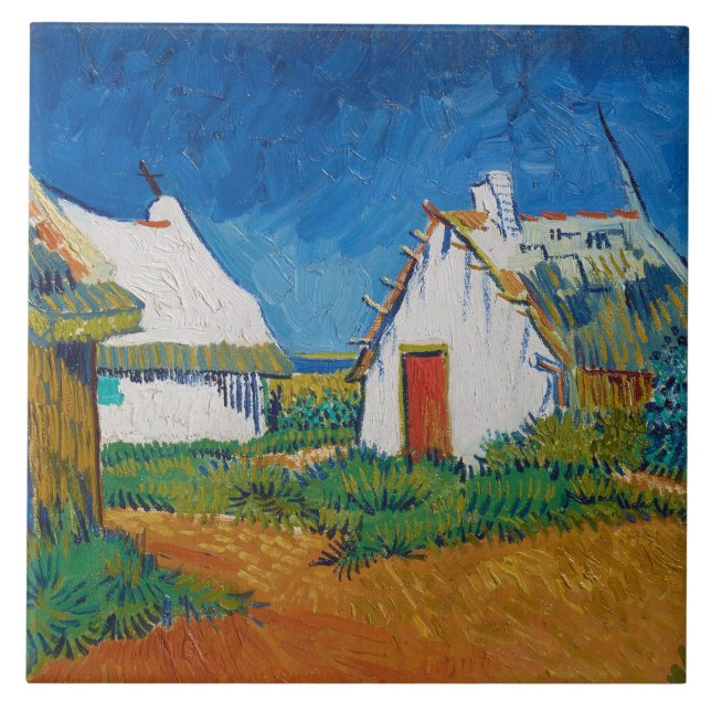 Van Gogh Três Algodão Branco em Saintes Maries (Frente)