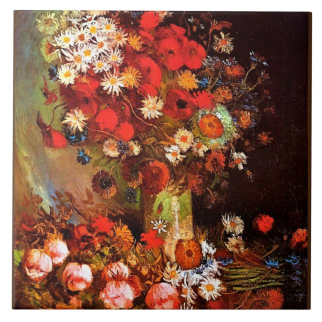 Van Gogh - Vase com Poppies, Cornflower, Peonias (Frente)
