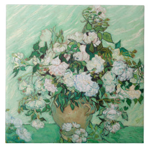 Van Gogh Vase com Rosas Rosa Vintage Arte Flor