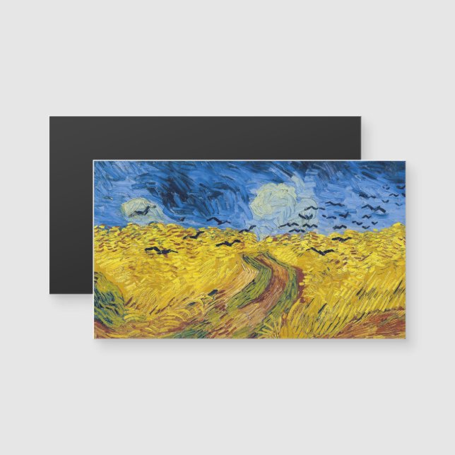 Van Gogh - Wheatfield com Cartão Magnético Crows (Frente/Verso)
