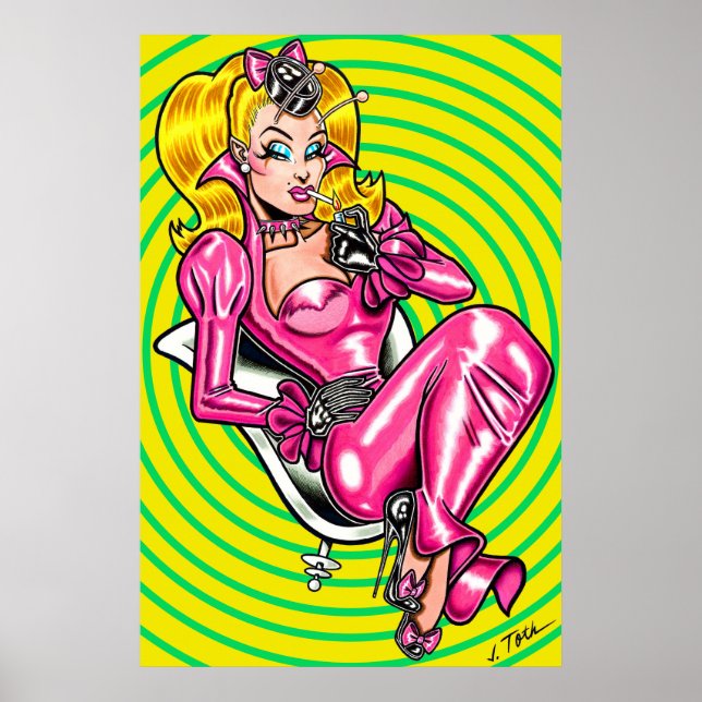 Vana DeVinyl™/Linda em Rosa Poster de Borracha (Frente)