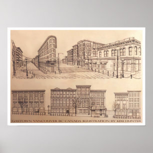 Vancouver Poster Gastown Illustration Art Impressã