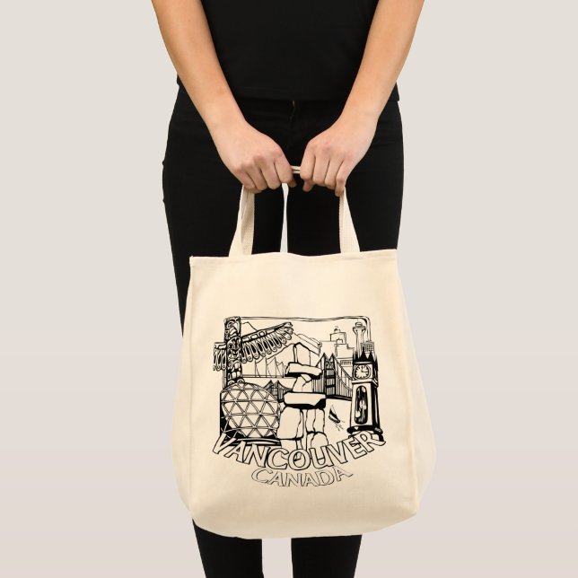 Vancouver Souvenir Tote Bag Landmark Art Bolsas (Frente (produto))