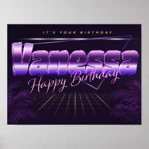 Vanessa Name Vorname lila retro Poster Geburtstag