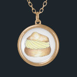 Vanilla Cream Puff Colar Colar de Deserto de Patol<br><div class="desc">O colar apresenta uma ilustração original de um delicioso cachorrinho de baunilha com açúcar em pó!</div>