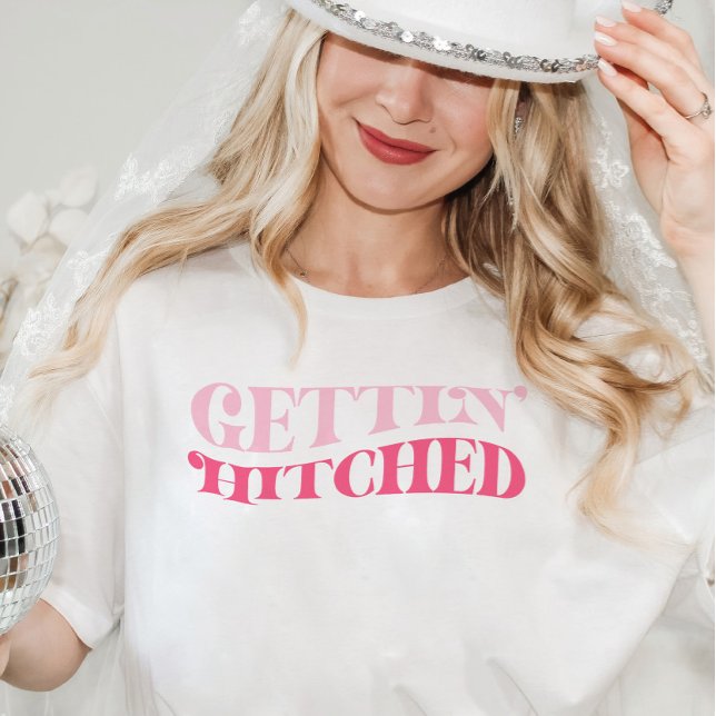 Vaqueira Rosa se Casando Camiseta da Despedida de  (Gettin Hitched Bachelorette Party Shirt)