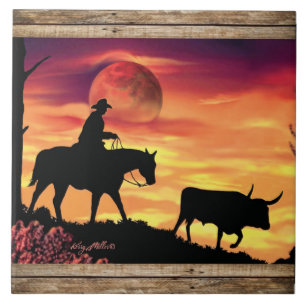 Vaqueiro e Touro Longhorn