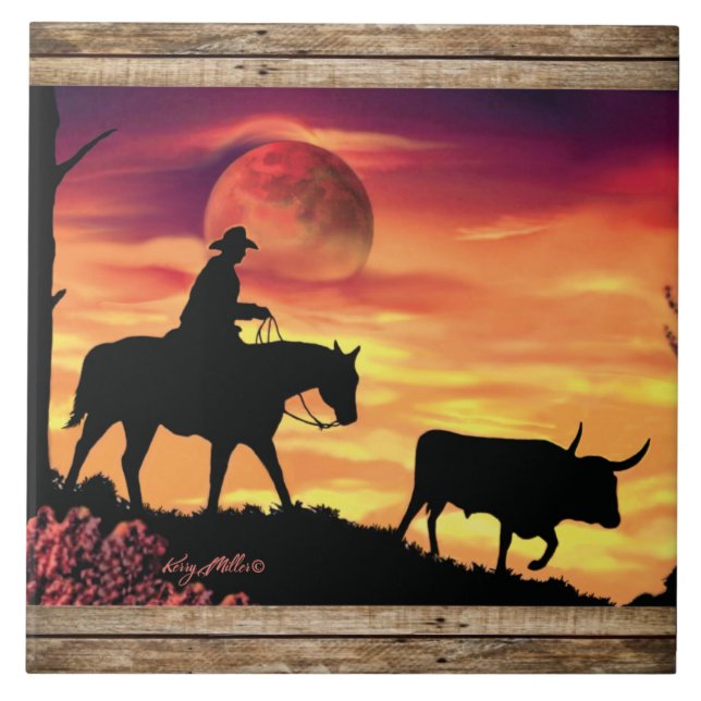 Vaqueiro e Touro Longhorn (Frente)