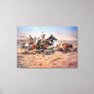 Vaqueiros que roping um boi, 1897 (óleo em canvas
