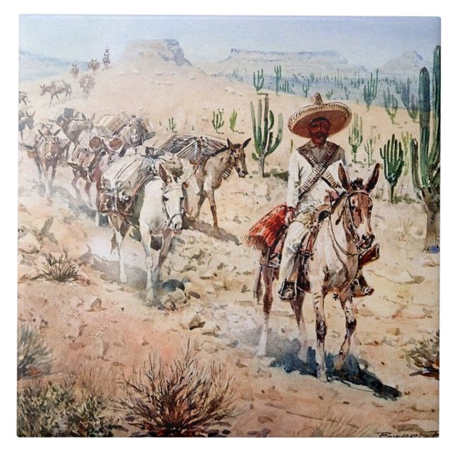 "Vaquero Pack Train", por Edward Borein (Frente)