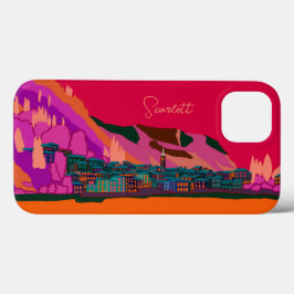 Varenna à Noite Como Itália Ilustração Viagem