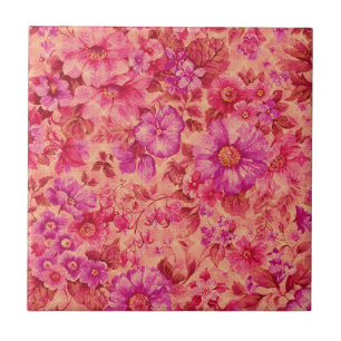 Várias Flores em Flor em Rosa e Roxo Quente
