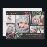 Várias Fotografias de Natal do Winter Berries<br><div class="desc">Cartão festivo e de folga,  com a nossa exclusiva coloração d'água,  botânica e bagas de inverno,  trabalho de arte para armar e destacar sua foto. Esta colagem multifoto destaca 6 das suas fotos. Todo texto é completamente personalizável.</div>