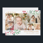 Várias Fotografias de Natal do Winter Berries<br><div class="desc">Cartão festivo e de folga,  com a nossa exclusiva coloração d'água,  botânica e bagas de inverno,  trabalho de arte para armar e destacar sua foto. Esta colagem multifoto destaca 6 das suas fotos. Todo texto é completamente personalizável.</div>