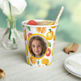 Várias Frutas com a foto e o nome em papel