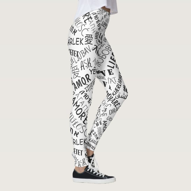 Várias Idiomas Adoram Leggings de Texto em Suas Co (Direita)