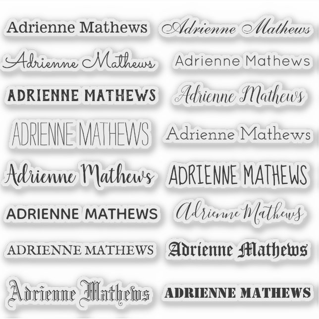 VARIEDADE Adesivos de Nome Personalizado (Frente)