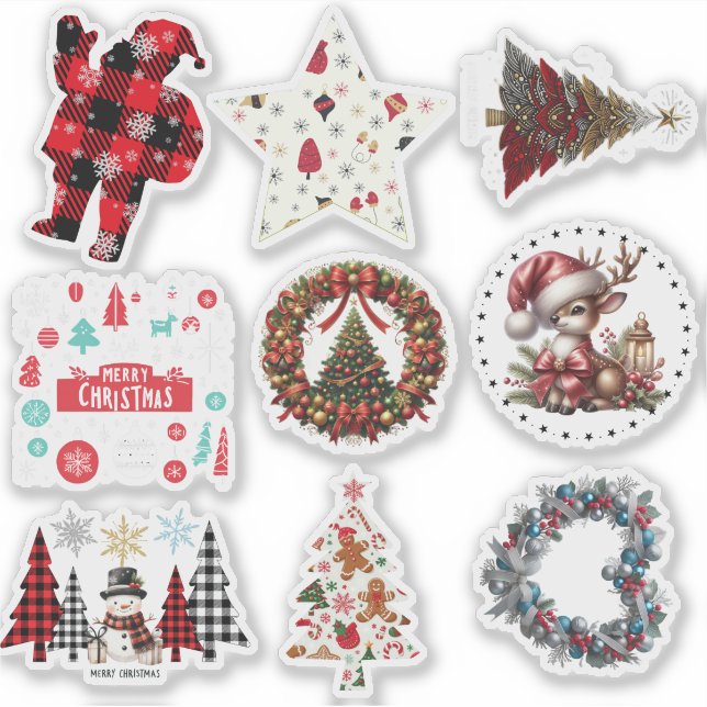 Vários Adesivos de Presente de Natal (Frente)