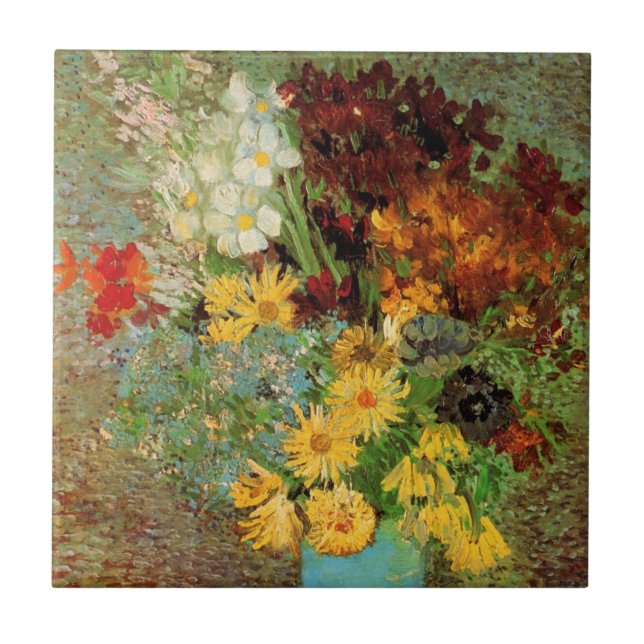 Vase com Daisies e Anêmonas por Vincent van Gogh (Frente)