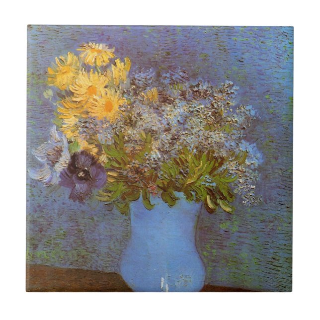 Vase com Lilacs e Daisies por Vincent van Gogh (Frente)