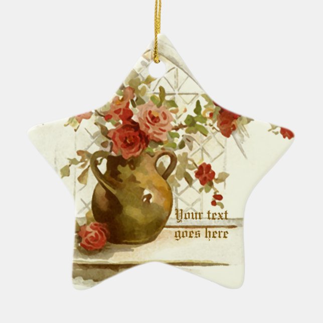 Vase com ornamento de aquarela do rosa vermelha vi (Frente)