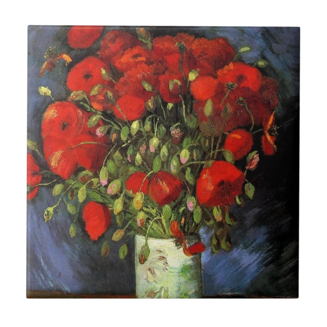Vase com papagaios vermelhos por Vincent van Gogh (Frente)