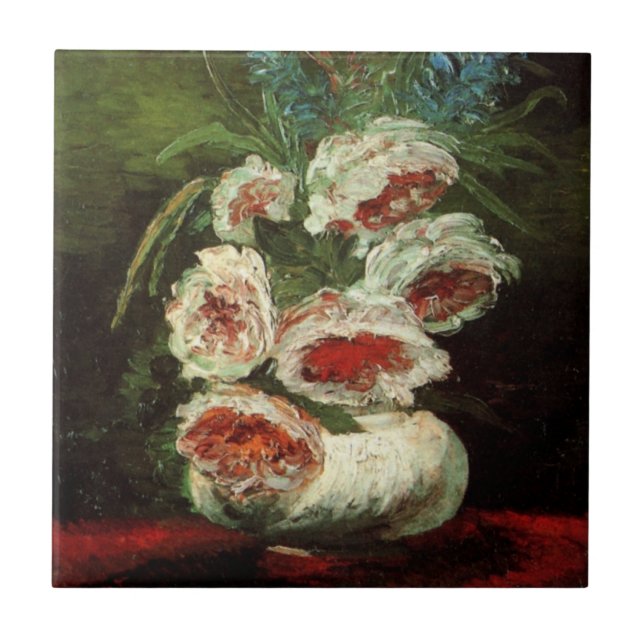 Vase com Peonies por Vincent van Gogh (Frente)