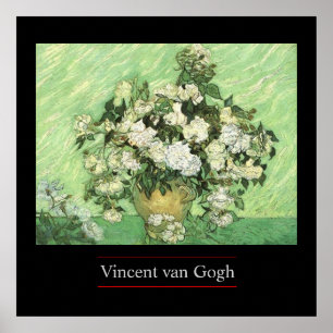 Vase com Rosas de van Gogh Poster Impressão