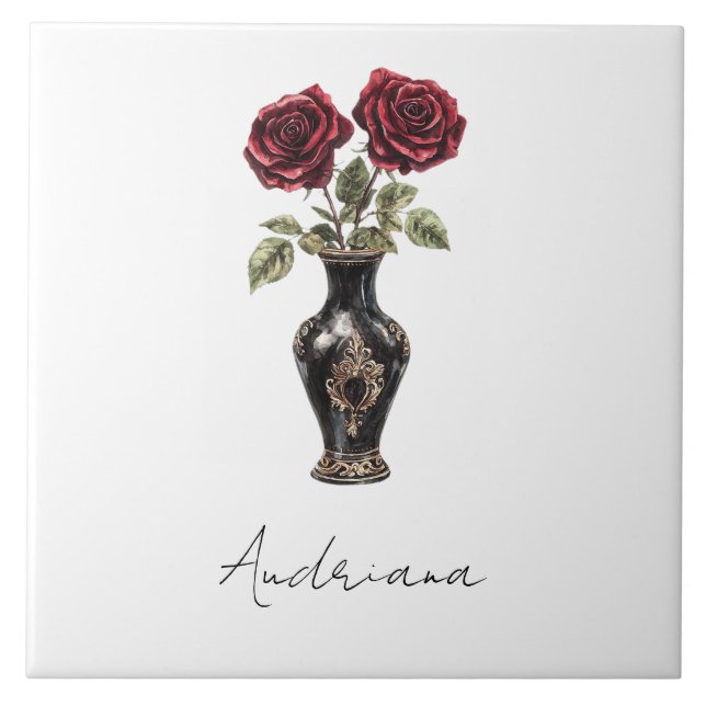 Vase Floral Vermelho Negro (Frente)