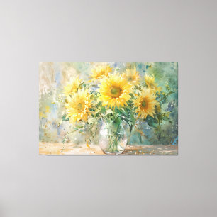*~* Vase Sun Flowers TV2 Stretered Canvas Print