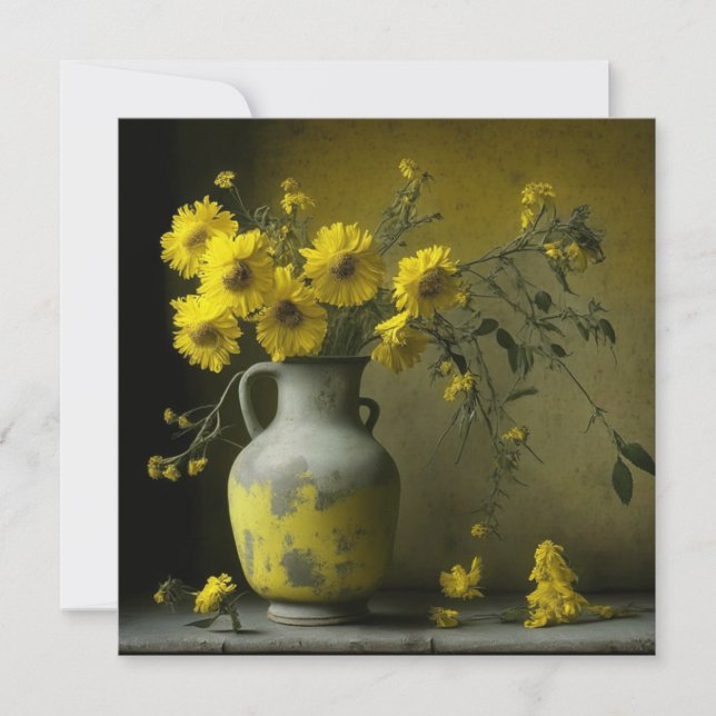 Vaso Antigo de Flores Amarelas (Frente)