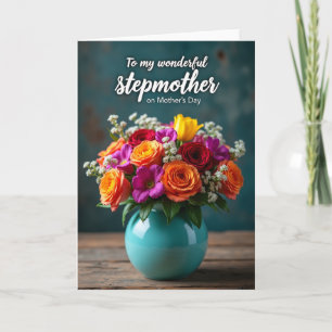 Vaso Azul Floral Cartão do Dia das Mães