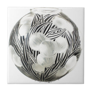 Vaso claro do art deco com projeto preto gravado