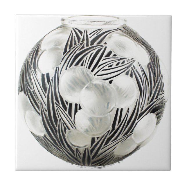 Vaso claro do art deco com projeto preto gravado (Frente)