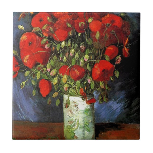 Vaso com Papoulas Vermelhas Vincent van Gogh (Frente)