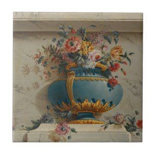 Vaso das flores em uma ameia