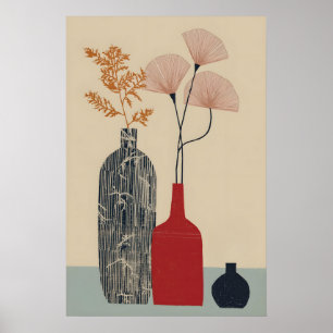 Vaso de Arte de Parede Impressão Mid Century Moder