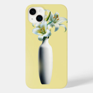 Vaso de Flores com Lírios Amarelos de Páscoa