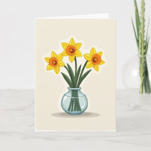 Vaso de Flores de Primavera Listradas Cartão