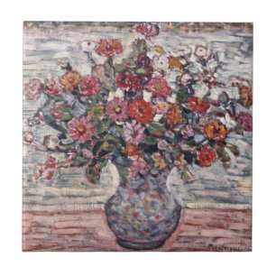 Vaso de Flores, Zinnias por Maurice Prendergast