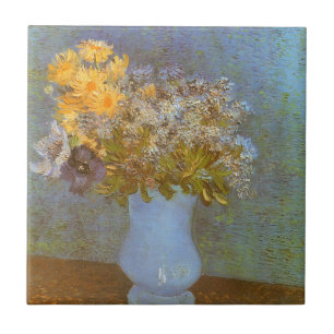 Vaso de lilases, margaridas e anêmonas de Vincent 