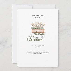 vaso de rosas convite de casamento elegante